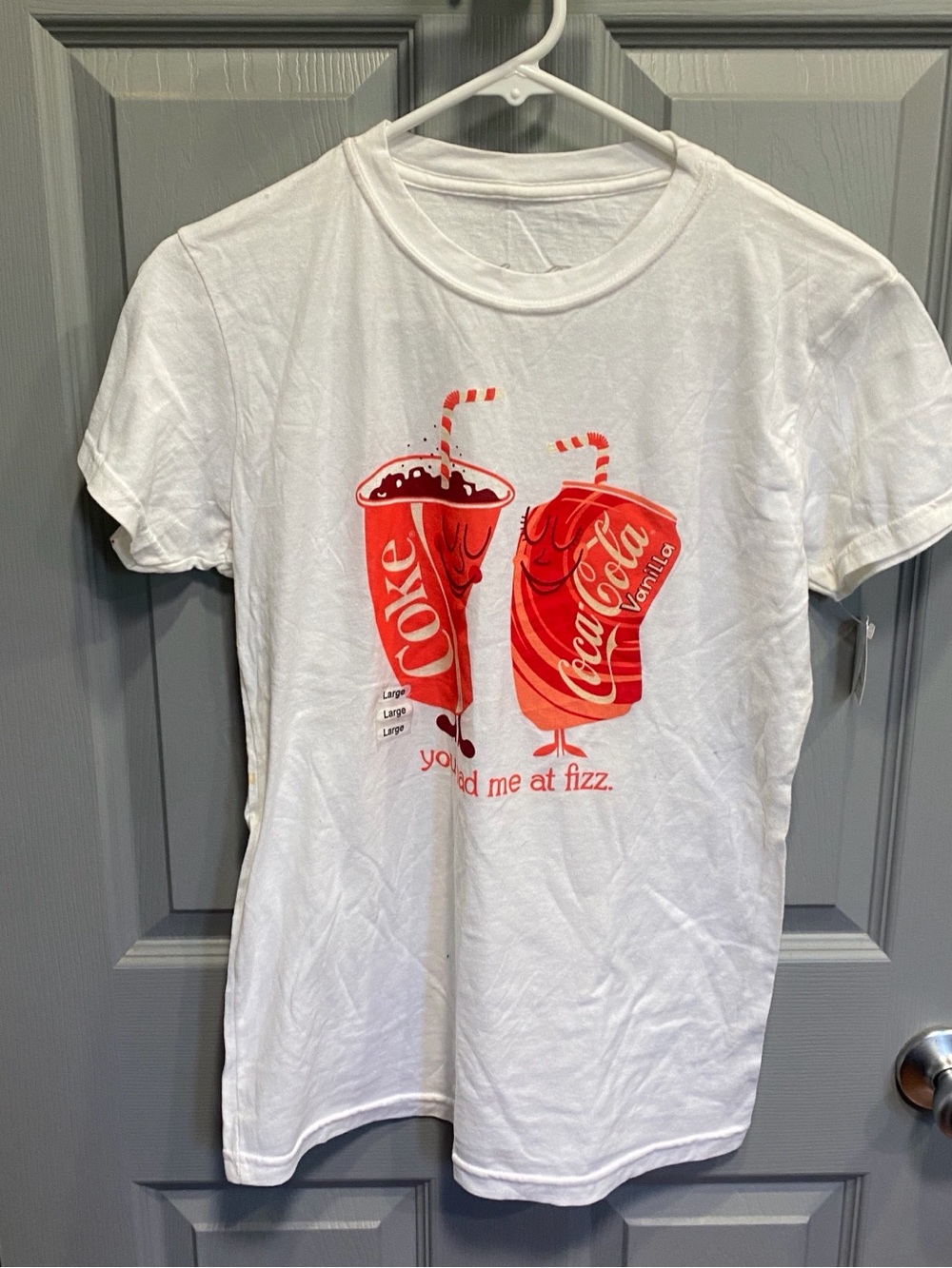 Coca Cola White Tee with Red Soda Cup Graphics